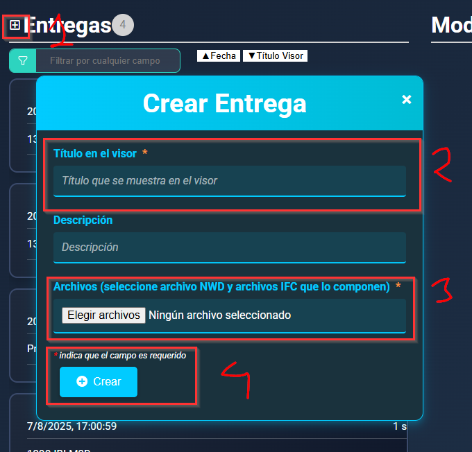 Acceso a la creación de una nueva entrega desde la pestaña Entregas